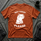 T-Shirt — 'Not Today Please' Tired Cat Graphic Tee (Tired jokes)