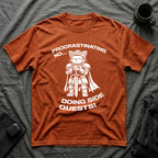 T-Shirt — 'PROCRASTINATING NO...DOING SIDE QUESTS!' Tired Cat Graphic Tee (Tired jokes)
