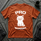T-Shirt — 'Pro Worrier' Tired Cat Graphic Tee (Tired jokes)