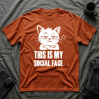 T-Shirt — 'This Is My Social Face' Tired Cat Graphic Tee (Tired jokes)