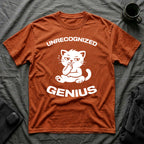 T-Shirt — 'Unrecognized Genius' Tired Cat Graphic Tee (Tired jokes)