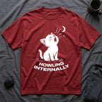T-Shirt — 'HOWLING INTERNALLY' Tired Cat Graphic Tee (Tired jokes)
