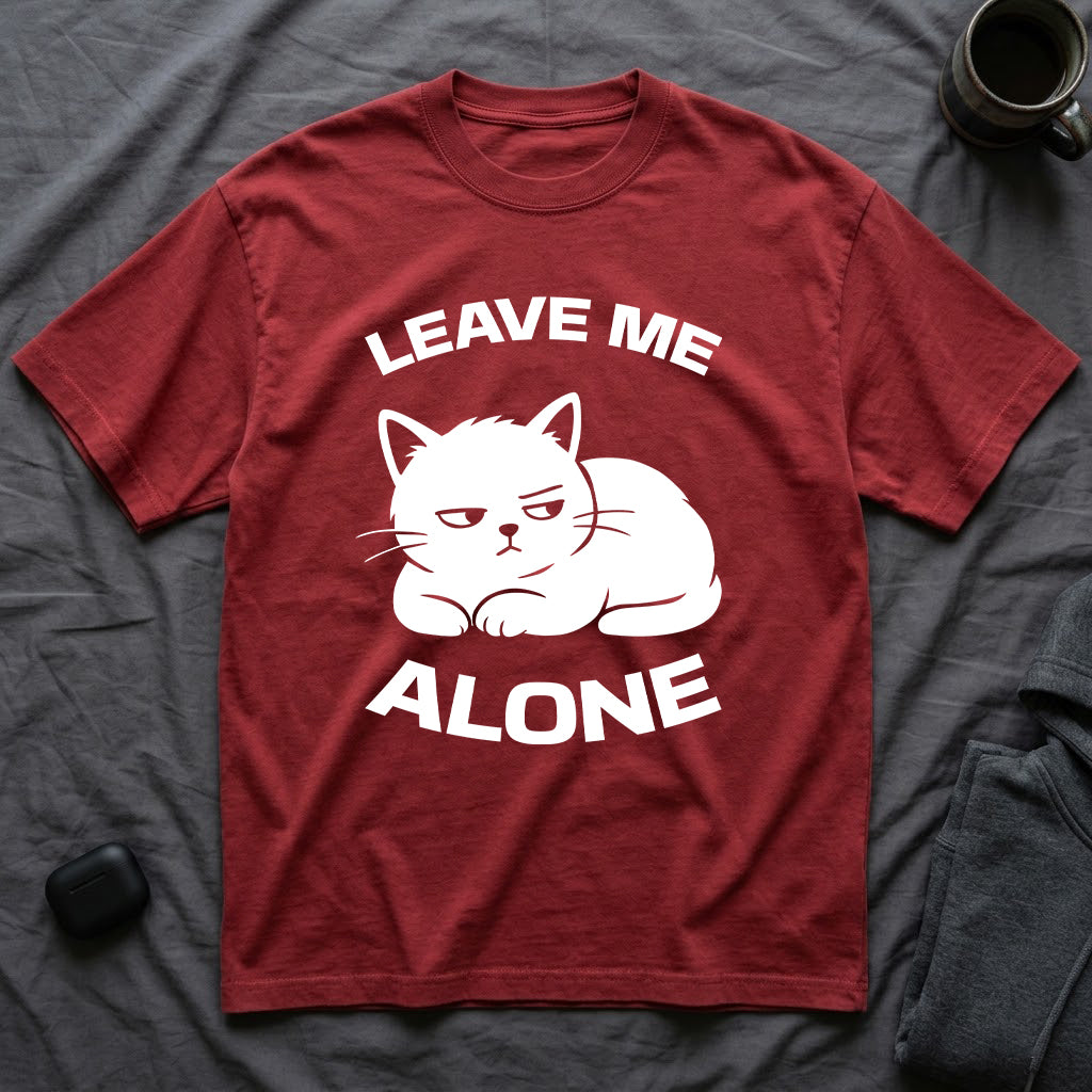 T-Shirt — 'LEAVE ME ALONE' Tired Cat Graphic Tee (Tired jokes)