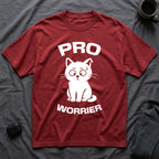T-Shirt — 'Pro Worrier' Tired Cat Graphic Tee (Tired jokes)