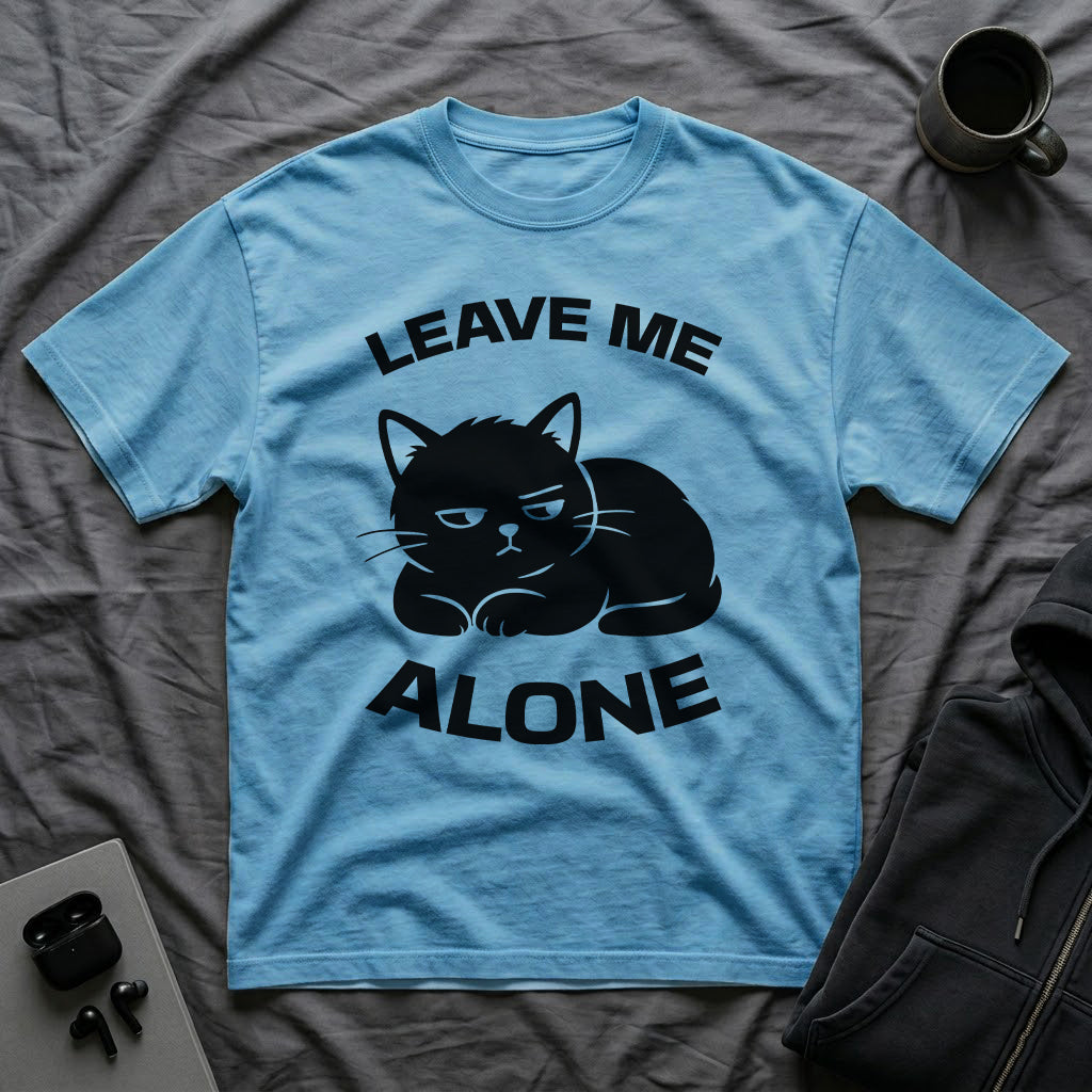 T-Shirt — 'LEAVE ME ALONE' Tired Cat Graphic Tee (Tired jokes)