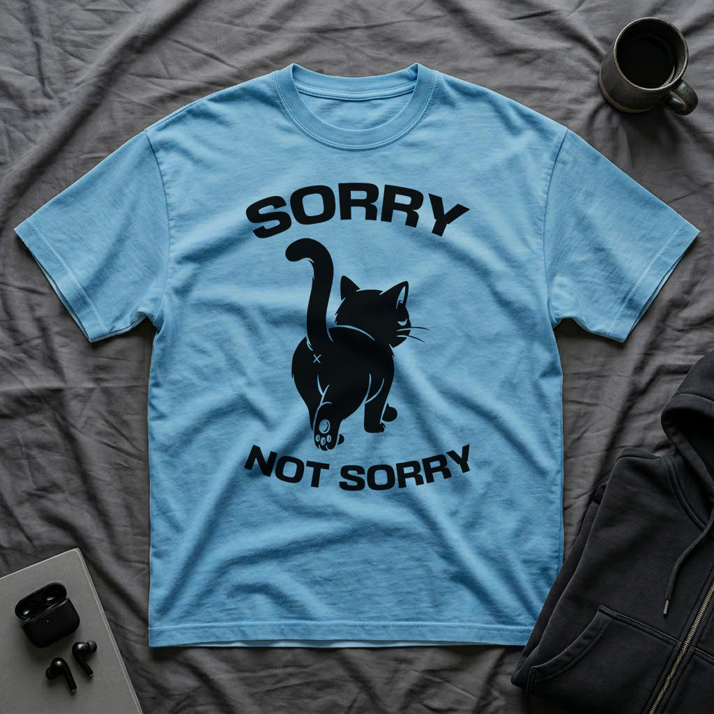 T-Shirt — 'Sorry Not Sorry' Tired Cat Graphic Tee (Tired jokes)