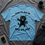 T-Shirt — 'The Plan Is No Plan' Tired Cat Graphic Tee (Tired jokes)