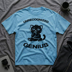 T-Shirt — 'Unrecognized Genius' Tired Cat Graphic Tee (Tired jokes)