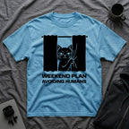 T-Shirt — 'Weekend Plan Avoiding People' Tired Cat Graphic Tee (Tired jokes)