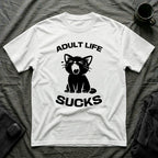 T-Shirt — 'Adult Life Sucks ' Tired Cat Graphic Tee (Tired jokes)