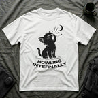 T-Shirt — 'HOWLING INTERNALLY' Tired Cat Graphic Tee (Tired jokes)