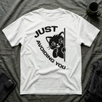 T-Shirt — 'Just Avoiding You' Tired Cat Graphic Tee (Tired jokes)