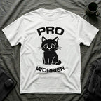 T-Shirt — 'Pro Worrier' Tired Cat Graphic Tee (Tired jokes)