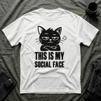 T-Shirt — 'This Is My Social Face' Tired Cat Graphic Tee (Tired jokes)