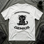T-Shirt — 'Unrecognized Genius' Tired Cat Graphic Tee (Tired jokes)
